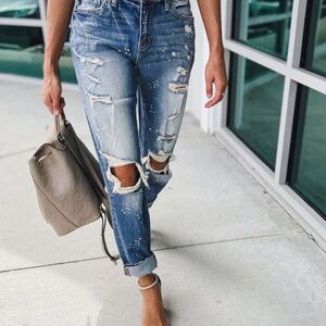 NWT KanCan Distressed Paint Splatter Jeans